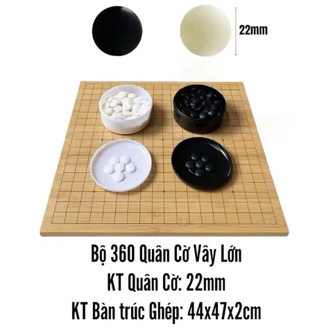 Bộ 361 Quân Cờ Vây Cong 1 Mặt 22mm Kèm Bàn Cờ Gỗ Trúc - Đồ Chơi Giải Trí Thông Minh, Phát Triển Tư Duy