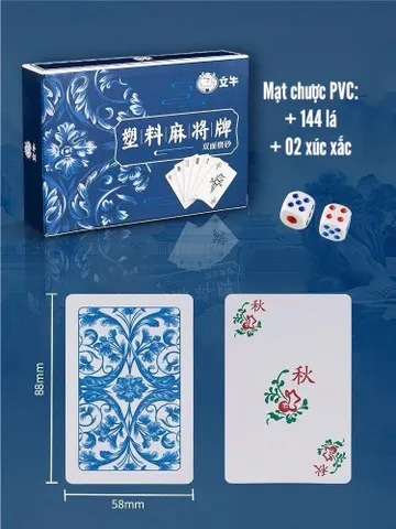 Bài Mạt Chược 144 Lá PVC Chống Nước - Đồ Chơi Giải Trí Tiện Dụng Kèm Phụ Kiện Cao Cấp