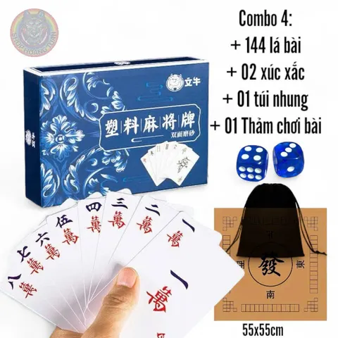 Bài Mạt Chược 144 Lá PVC Chống Nước - Đồ Chơi Giải Trí Tiện Dụng Kèm Phụ Kiện Cao Cấp
