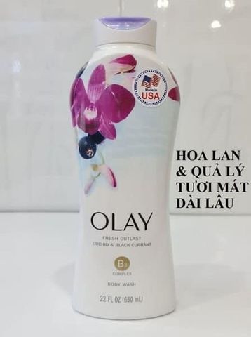 Sữa Tắm Dưỡng Trắng Da Olay Hoa Lan Ultra Moisture 650ml - Dưỡng ẩm, Làm sáng da với hương thơm nhẹ nhàng từ hoa lan