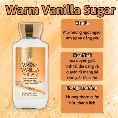 Sữa Dưỡng Thể Bath and Body Works 295ml - Warm Vanilla Sugar, Nuôi Dưỡng Da Mềm Mại và Rạng Rỡ với Hương Thơm Dễ Chịu