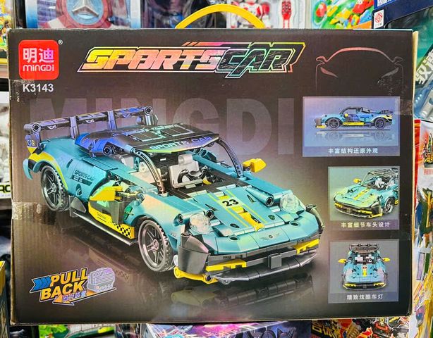 Mingdi K3143 Đồ Chơi Xây Dựng Mô Hình Xe Ô Tô Đua Sports car 553 Chi Tiết Lắp Ghép Động Cơ Pull Back