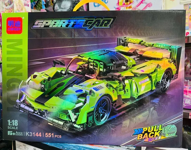 Mingdi K3144 Đồ Chơi Xây Dựng Mô Hình Xe Ô Tô Đua Sports car 551 Chi Tiết Lắp Ghép Động Cơ Pull Back