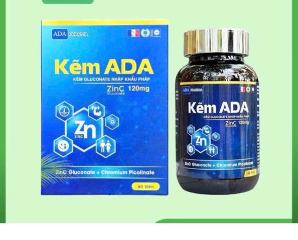 Viên uống Kẽm ADA 60 viên - Bổ sung kẽm nhập khẩu Pháp (hàng date mới)