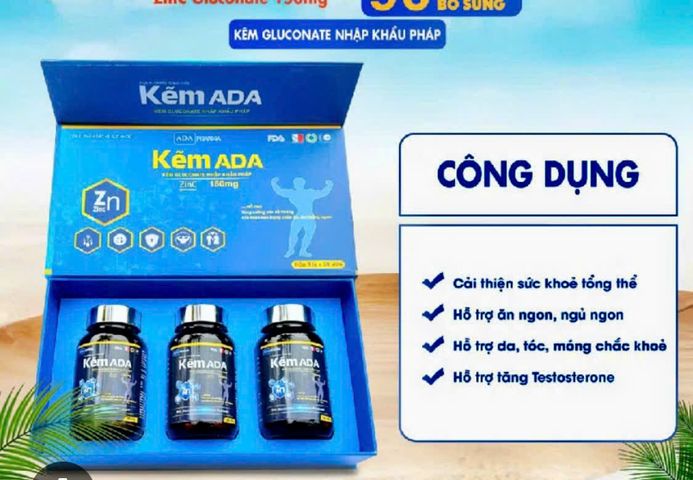 Viên uống Kẽm ADA 90 viên ,bổ sung kẽm nhập khẩu từ Pháp, dùng hiệu quả 3 tháng (hàng date mới)