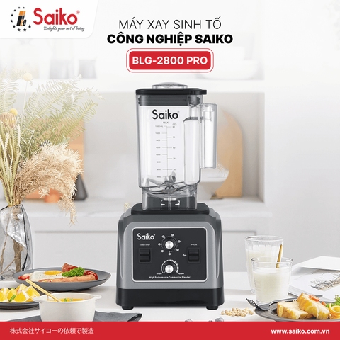 Máy Xay Sinh Tố Công Nghiệp Saiko BLG-2800 PRO 2800W - Hiệu suất cao, Dung tích 1.8L, Lưỡi dao Inox bền bỉ, Phù hợp cho quán cà phê và nhà hàng