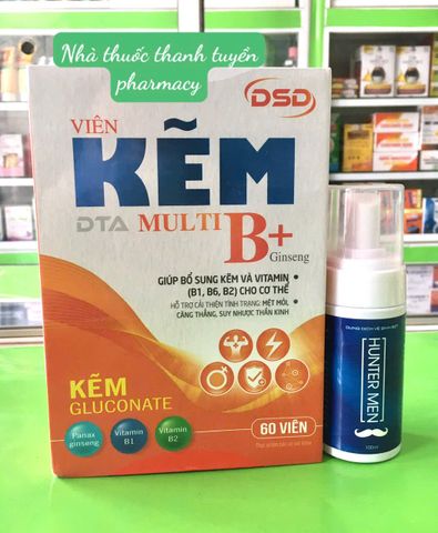 Kẽm DSD Hộp 60 Viên Hỗ Trợ Sức Khỏe - Combo Tiện Lợi Kèm Bọt Vệ Sinh Nam Giúp Cân Bằng Hormone Và Tăng Cường Miễn Dịch