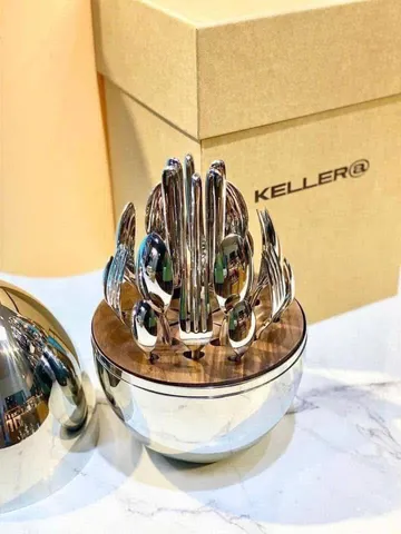 Set Đồ Dùng Bàn Ăn 24 Món Keller Hình Quả Trứng Inox - Dụng Cụ Sang Trọng Cho Bữa Tiệc Và Quà Tặng Độc Đáo