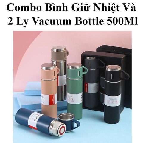 Bình Giữ Nhiệt Inox 304 Kèm 2 Ly Cao Cấp - Dung Tích 500ml, Giữ Nhiệt Lên Đến 8 Giờ, Lý Tưởng Cho Du Lịch và Picnic