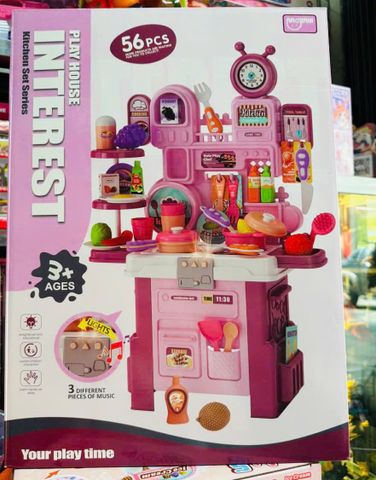 688-232 Mini Kitchet Play House Interest 56pcs - Đồ chơi nhà bếp chạy bằng pin có hiệu ứng đèn và âm thanh cho bé từ 3 tuổi trở lên