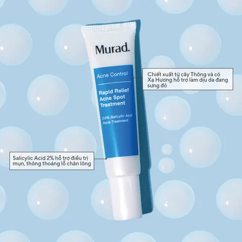 Gel Chấm Mụn Murad Rapid Relief - Giảm Sưng, Làm Khô Cồi Mụn Nhanh, Ngừa Thâm, Chăm Sóc Da Mặt Hiệu Quả
