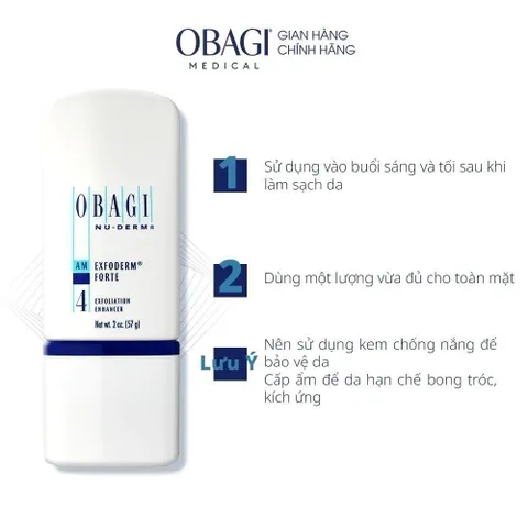 OBAGI Medical Exfoderm Forte Lotion AHA - Tinh Chất Tẩy Da Chết, Kiềm Dầu, Giảm Mụn, Mờ Thâm, Sáng Da 150ml
