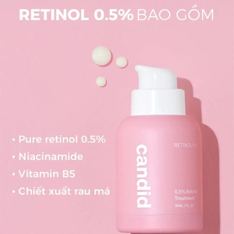 CANDID 0.5% Retinol Treatment - Tinh Chất Chống Lão Hóa, Giảm Nếp Nhăn, Cải Thiện Kết Cấu Da, Phù Hợp Cho Mọi Loại Da