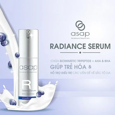 Serum Làm Sáng Da Asap Radiance - Tinh Chất AHA BHA Giảm Mụn, Thâm Nám, Chống Lão Hóa, Tái Tạo Da Mượt Mà và Ngậm Nước