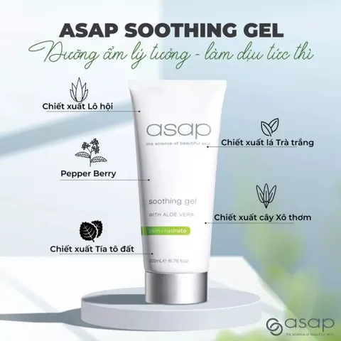 Kem Dưỡng Ẩm Asap Soothing Gel - Gel Làm Dịu Da Dầu Nhạy Cảm, Cấp Ẩm Sâu Với Chiết Xuất Lô Hội và Trà Trắng
