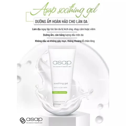 Kem Dưỡng Ẩm Asap Soothing Gel - Gel Làm Dịu Da Dầu Nhạy Cảm, Cấp Ẩm Sâu Với Chiết Xuất Lô Hội và Trà Trắng