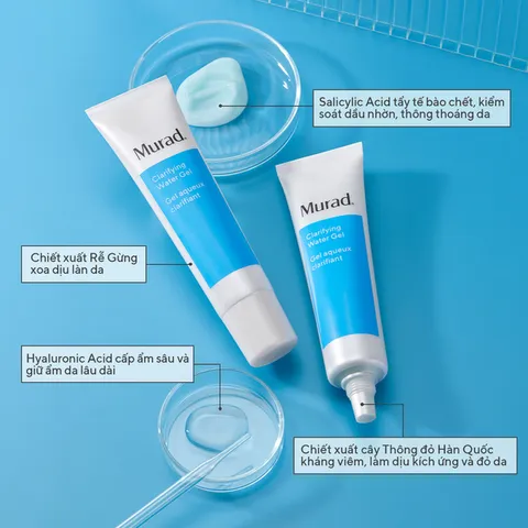 Kem Dưỡng Ẩm Murad Clarifying Water Gel 60ml - Phục Hồi Da Dầu, Căng Bóng, Chống Mụn, Dành Cho Da Nhờn