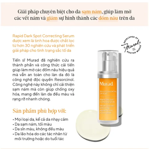 Tinh Chất Murad Rapid Dark Spot Correcting - Giảm Thâm Sạm, Làm Sáng Da, Ngăn Ngừa Đốm Nâu, Chăm Sóc Da Mặt