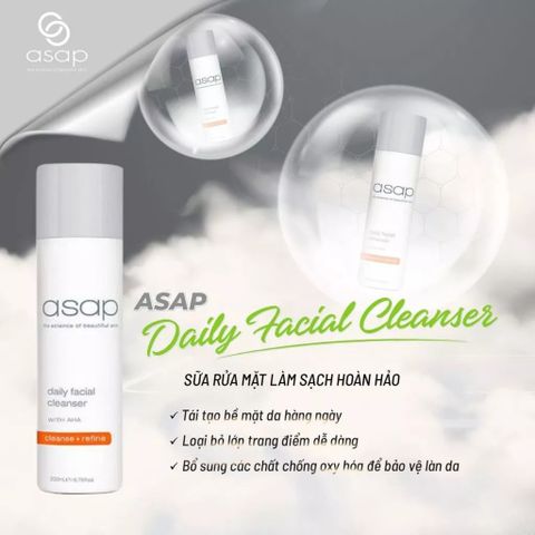 Sữa Rửa Mặt AHA Asap Daily Facial Cleanser - Tẩy Da Chết, Làm Sạch Sâu, Giúp Da Mịn Màng và Tươi Mới
