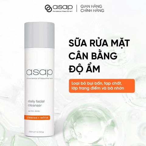 Sữa Rửa Mặt AHA Asap Daily Facial Cleanser - Tẩy Da Chết, Làm Sạch Sâu, Giúp Da Mịn Màng và Tươi Mới