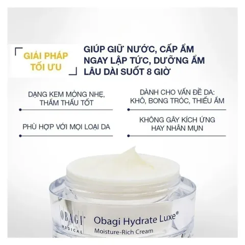 Kem Dưỡng Ẩm OBAGI Hydrate Luxe Moisture Rich Cream - Phục Hồi Tái Tạo Chuyên Sâu, Giúp Da Mịn Màng