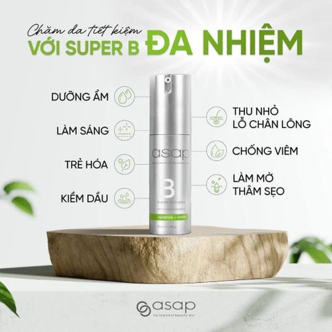 Serum Cấp Ẩm Sâu Asap Super B Complex 13% Niacinamide - Se Khít Lỗ Chân Lông, Làm Sáng Da, Chống Lão Hóa, Trẻ Hóa Da