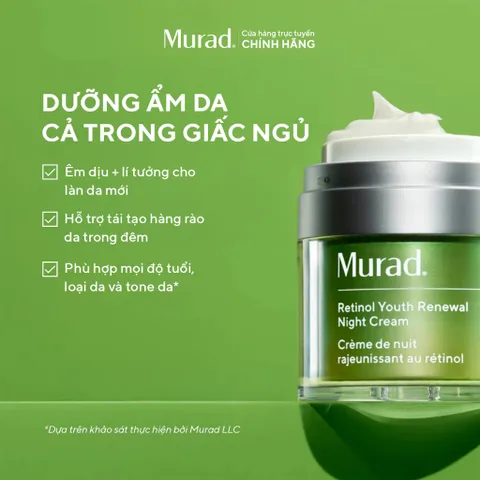 Kem Dưỡng Ẩm Chống Lão Hóa Murad Retinol Youth Renewal Cream - Làm Mờ Nếp Nhăn, Da Săn Chắc, Mịn Màng, Dưỡng Ẩm Hiệu Quả