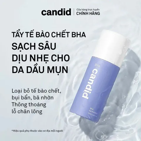 CANDID BHA Gel Exfoliant 100ml - Gel Tẩy Tế Bào Chết Làm Sạch Da, Thông Thoáng Lỗ Chân Lông & Làm Mịn Da Một Cách Hiệu Quả
