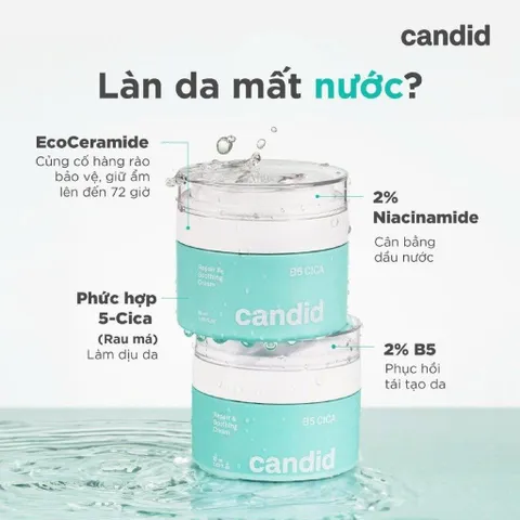 Kem Dưỡng Ẩm CANDID B5 Cica Repair & Soothing Cream 50ML - Làm Dịu, Phục Hồi Da Khô, Tái Tạo Đàn Hồi Da Mịn Màng