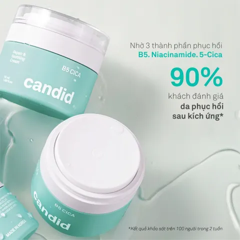 Kem Dưỡng Ẩm CANDID B5 Cica Repair & Soothing Cream 50ML - Làm Dịu, Phục Hồi Da Khô, Tái Tạo Đàn Hồi Da Mịn Màng