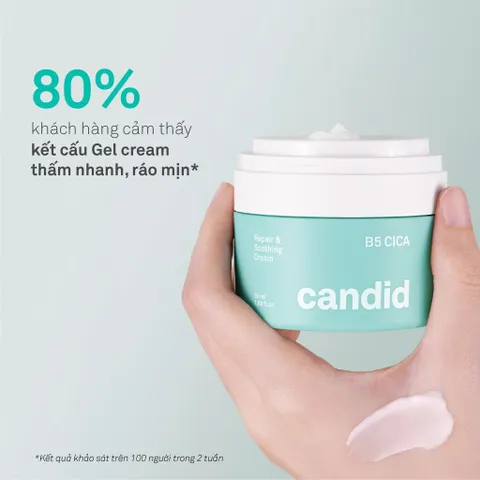 Kem Dưỡng Ẩm CANDID B5 Cica Repair & Soothing Cream 50ML - Làm Dịu, Phục Hồi Da Khô, Tái Tạo Đàn Hồi Da Mịn Màng
