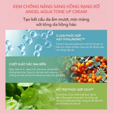 Kem Chống Nắng Angel Aqua Tone-up SPF50 - Kem Lót Nâng Tông Tự Nhiên Dưỡng Ẩm - Chống Nắng Hiệu Quả, Da Hồng Rạng Rỡ