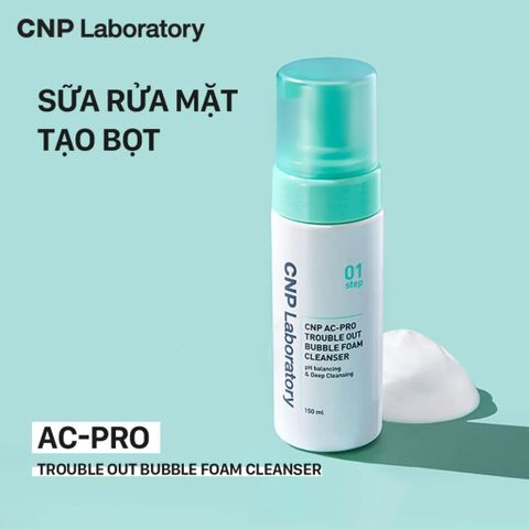 CNP AC-Pro Bubble Foam Cleanser 150ml - Sữa Rửa Mặt Dạng Bọt Làm Sạch Sâu, Giảm Mụn, Thích Hợp Với Da Nhạy Cảm