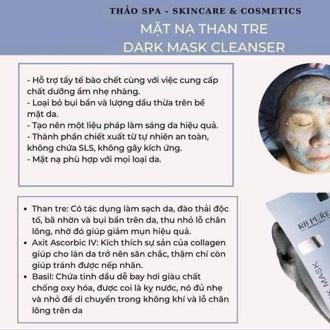 Mặt Nạ Than Tre KB PURE DARK MASK - Detox Da, Cung Cấp O2, Làm Sáng & Làm Sạch Sâu Cho Da Nhạy Cảm 90gr