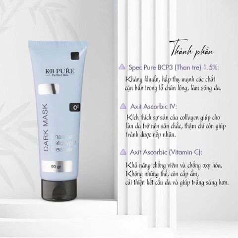 Mặt Nạ Than Tre KB PURE DARK MASK - Detox Da, Cung Cấp O2, Làm Sáng & Làm Sạch Sâu Cho Da Nhạy Cảm 90gr