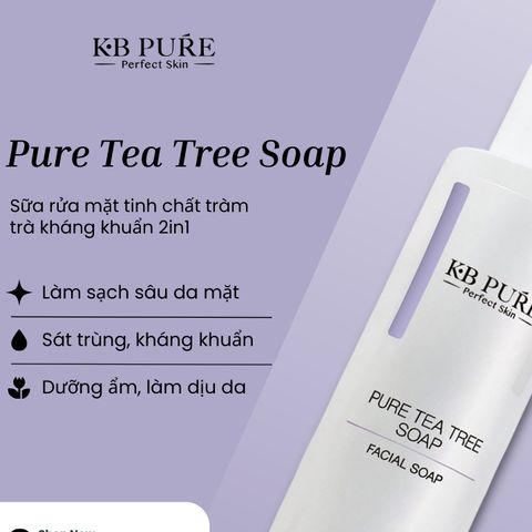 Sữa Rửa Mặt Tràm Trà KB Pure - Kháng Khuẩn, Ngừa Mụn, Dưỡng Ẩm, Phù Hợp Mọi Loại Da, Giúp Làm Sạch Và Tẩy Trang 2in1