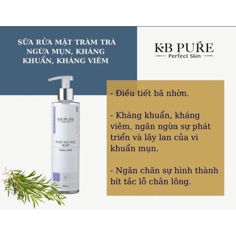 Sữa Rửa Mặt Tràm Trà KB Pure - Kháng Khuẩn, Ngừa Mụn, Dưỡng Ẩm, Phù Hợp Mọi Loại Da, Giúp Làm Sạch Và Tẩy Trang 2in1