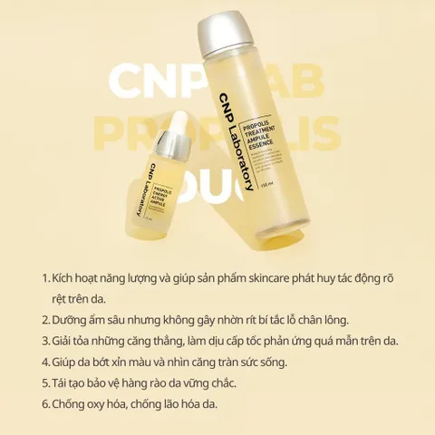 CNP Nước Thần Keo Ong Propolis Treatment Ampule Essence - Làm Mềm Da, Chống Oxy Hóa, Phục Hồi Da Mặt