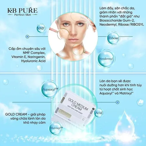KB PURE GOLD CREAM - Kem Dưỡng Ẩm Chống Lão Hóa Cho Da Khô, Phục Hồi & Tăng Cường Độ Ẩm, 50ML