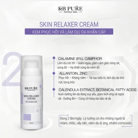 Kem Phục Hồi Da Nhạy Cảm KB Pure Skin Relaxer Cream 50ml - Làm Dịu, Giảm Kích Ứng, Dưỡng Ẩm, Hỗ Trợ Chăm Sóc Da Viêm, Khô