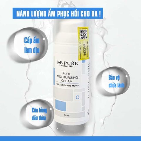 KB PURE Kem Dưỡng Ẩm Giảm Dầu Nhờn - Dưỡng Ẩm, Phục Hồi Cho Da Nhạy Cảm, Giảm Mụn, Cân Bằng Da, 50ML
