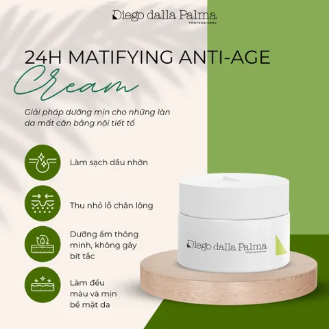 Kem Dưỡng Chống Lão Hóa Kiềm Dầu 24H DIEGO DALLA PALMA - Dành Cho Da Dầu Mụn, Ngăn Ngừa Xỉn Màu, Cấp Ẩm Sâu, Tươi Trẻ