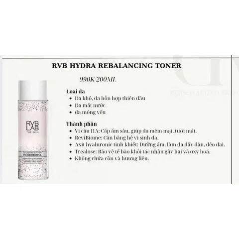 RVB LAB THE SKIN Rebalancing Hydra Toner 200ml - Nước Cân Bằng Lợi Khuẩn, Cấp Ẩm & Dưỡng Da Mịn Màng, Giữ Độ Ẩm Lâu Dài