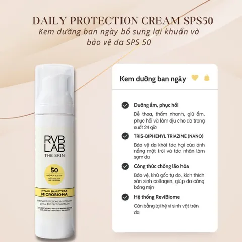 Kem Dưỡng Chống Nắng RVB LAB THE SKIN SPF50 - Bảo Vệ Da, Chống Lão Hóa, Giữ Ẩm, Dùng Làm Lớp Nền Trang Điểm