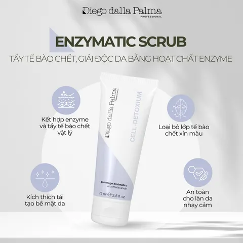 DIEGO DALLA PALMA Enzymatic Scrub Tẩy Tế Bào Chết Dịu Nhẹ 75ml - Giải Độc, Làm Sáng Da, Phù Hợp Mọi Loại Da