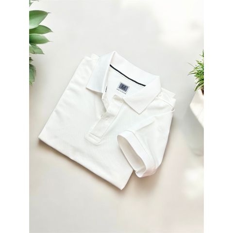 Áo Polo Unisex Màu Trắng Cao Cấp - Chất Liệu Poly Cotton Thấm Hút Mồ Hôi, Phong Cách Sang Trọng và Thanh Lịch Cho Nam Nữ