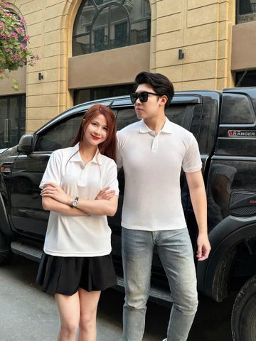 Áo Polo Unisex Màu Trắng Cao Cấp - Chất Liệu Poly Cotton Thấm Hút Mồ Hôi, Phong Cách Sang Trọng và Thanh Lịch Cho Nam Nữ