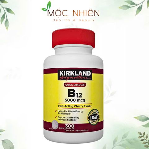 Viên Uống Bổ Sung Vitamin B12 Kirkland 5000mcg - Giải Quyết Thiếu Vitamin dành cho Người Cao Tuổi và Chế Độ Ăn Kiêng, Hộp 300 Viên