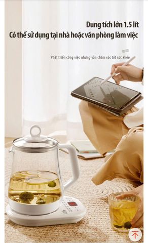 Ấm Siêu Tốc Midea MKH15108AGA - 14 Chức Năng Nấu Thông Minh, Thủy Tinh Chịu Nhiệt, Dung Tích 1.5L, Giữ Nhiệt Hiệu Quả