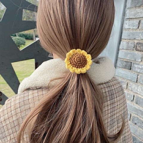 Dây Cột Tóc Hoa Hướng Dương Handmade - Phụ Kiện Thời Trang Len Sợi Tổng Hợp Cho Mọi Lứa Tuổi